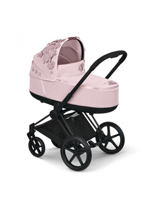 Cybex PRIAM Simply Flowers Pink Lux Carry Cot with Matt Black Frame